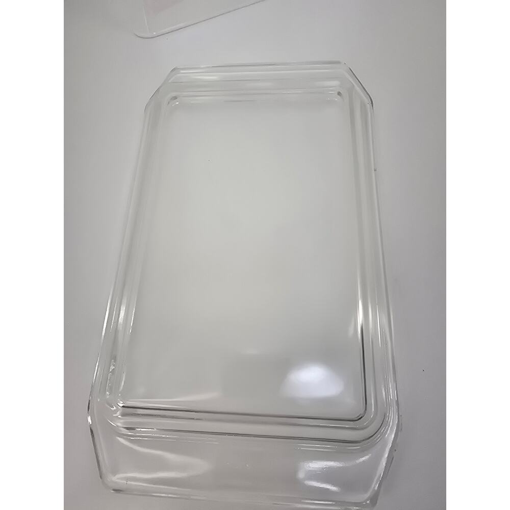 Vintage Pyrex Glass Lid Rectangular Clear Capital Logo Replacement 12x7